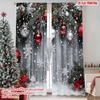 2Pcs Polyester Merry Christmas Snowflakes Printing Window Curtains Birthday Party Decoration Backdrop Drapes for Living Room