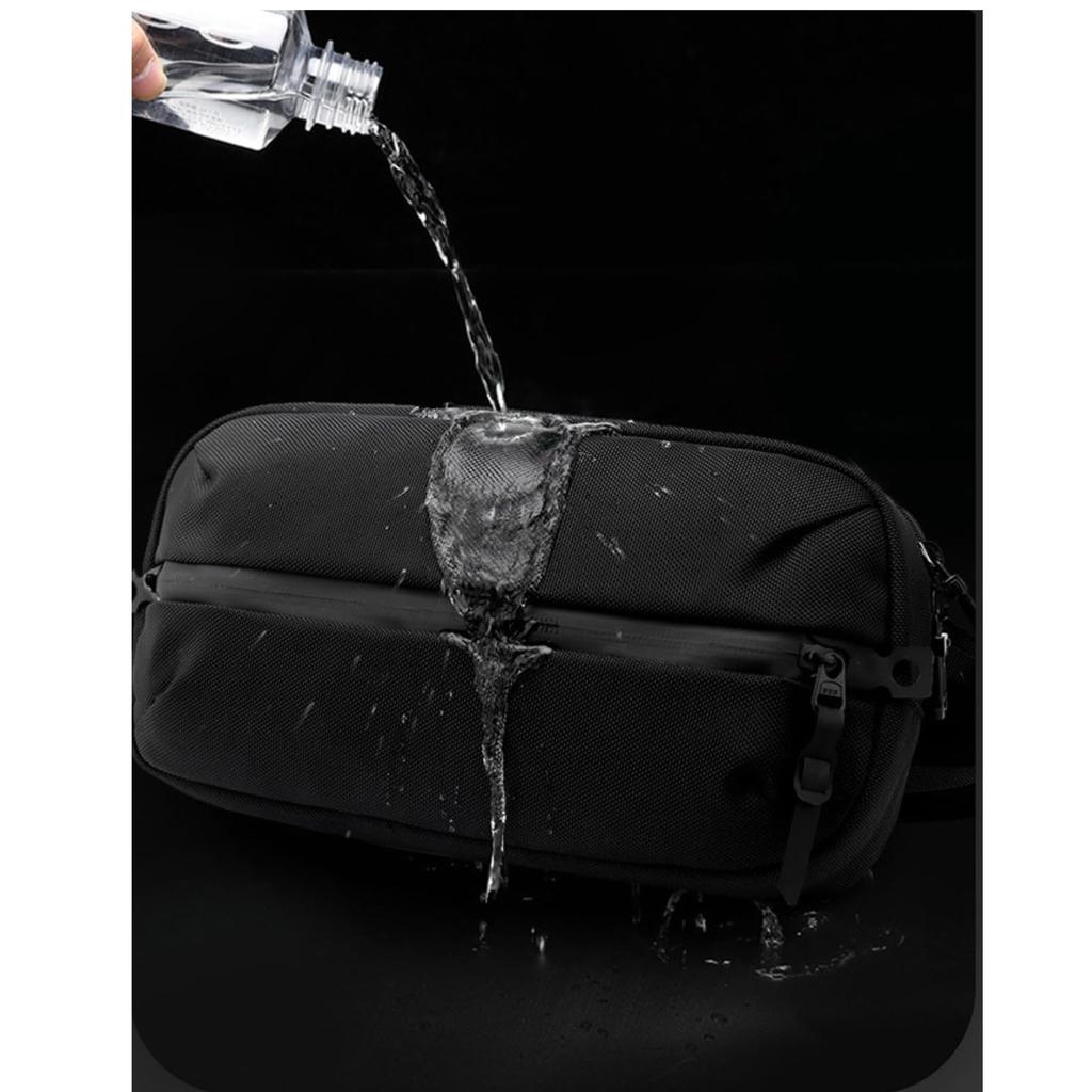 SELECOCO Lightweight Waist Outdoor Use Men's Water-Repellent Bag/Shoulder Bag, Crossbody, Small, (Black)