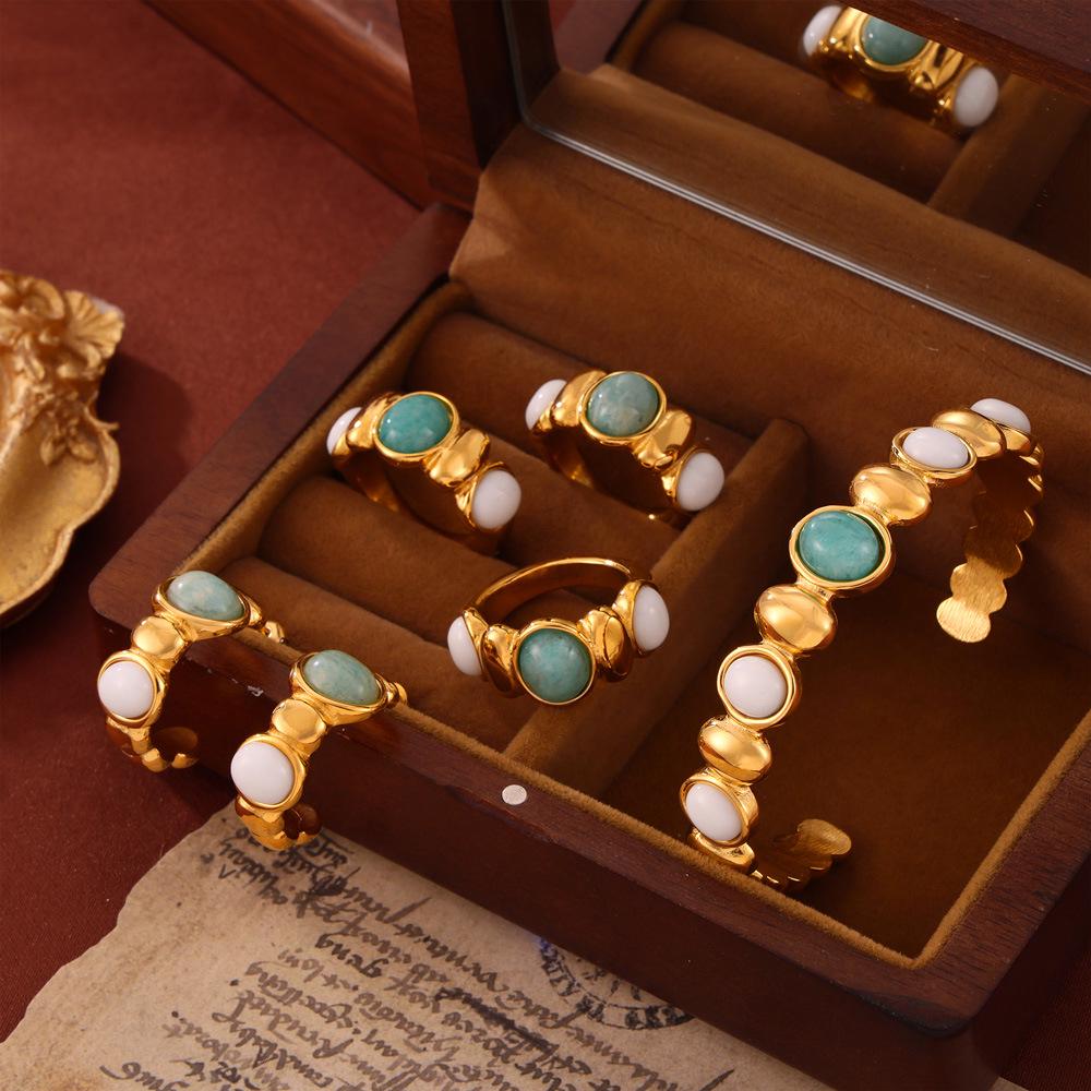 

Geometric Natural Stone & Titanium Steel Jewelry Set with Personality