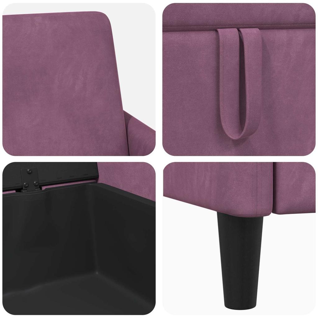 Storage Sofa Set 2 Pcs Purple Polyester