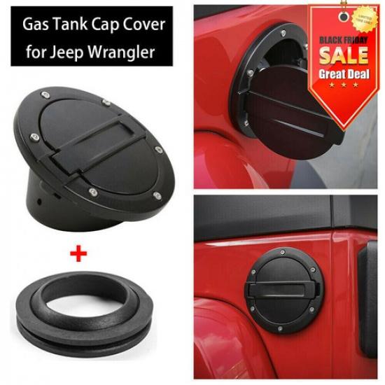 Black Fuel Tank Cover Gas Cap Filler For Jeep Wrangler JK JKU 2007-2017 Aluminum