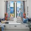 2Pcs Beach Ocean Curtain Landscape Santorini Seaside Coastal European Scenery Rustic Window Drapes Modern Simplistic Curtain