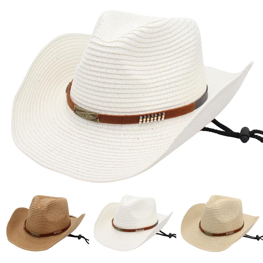 Cap Lue Herre Dame Strå Cowboy Bred Wild Western Beach Caps