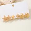 3 Pairs Fashion Holiday Beach Starfish Shell Stud Earrings Sets for Women Vacation Style Summer Geometric Jewelry Party Gift