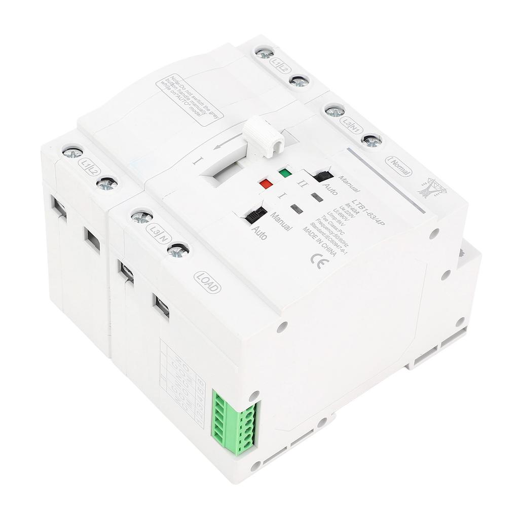 Double Power Transfer , Automatic 40A 4P Uninterruptible Power Transfer for Generator, Manual Transfer , DIN Rail Mounting