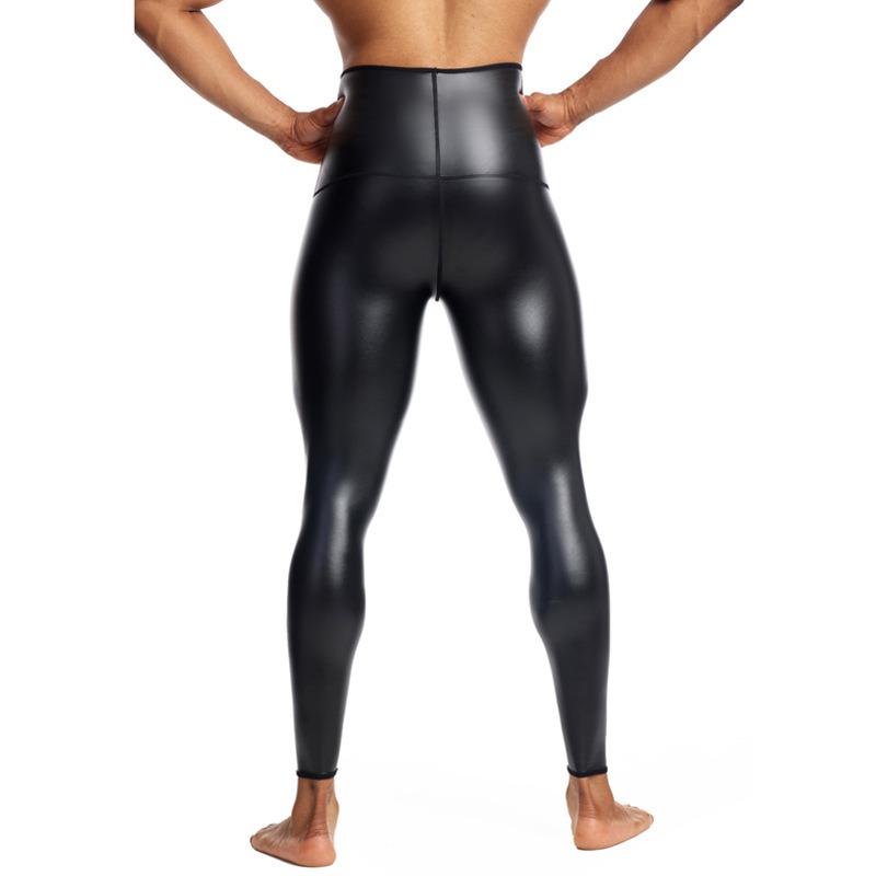 Pantaloni in Pelle a Vita Alta Stretti a Nove Quarti per Allenamento Fitness Modellamento del Corpo Pantaloni da Yoga