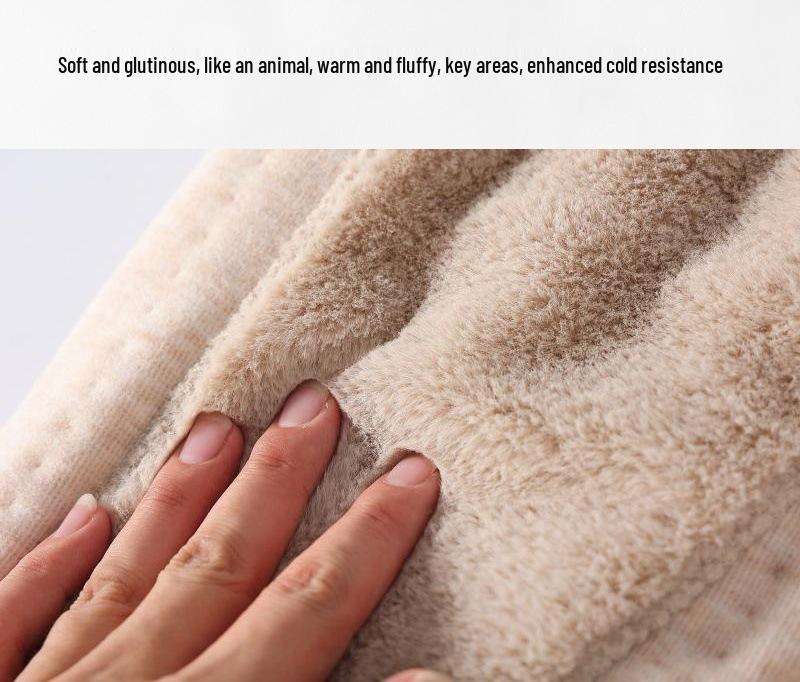 2025 Winter Men's Fleece-Lined High Waist Wool Pants with Seamless Knee and Waist Support