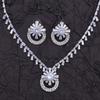 Elegant Dazzling Rhinestones Stud Earrings And Pendant Necklace Set Lightweight Alloy Jewelry For Party Or Daily Wear