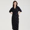 Ladies' Temperament Short-sleeved Dress 2025 Summer Floral Dress, High-end Feeling, Slim and Thin, Medium To Long Skirt