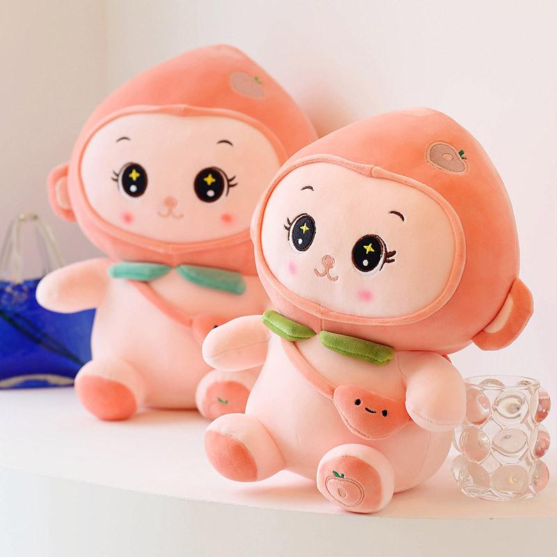 Pfirsich Affe Plüschtier große Puppe Stoffpuppe Kinder Greifpuppe beruhigende Kissenpuppe