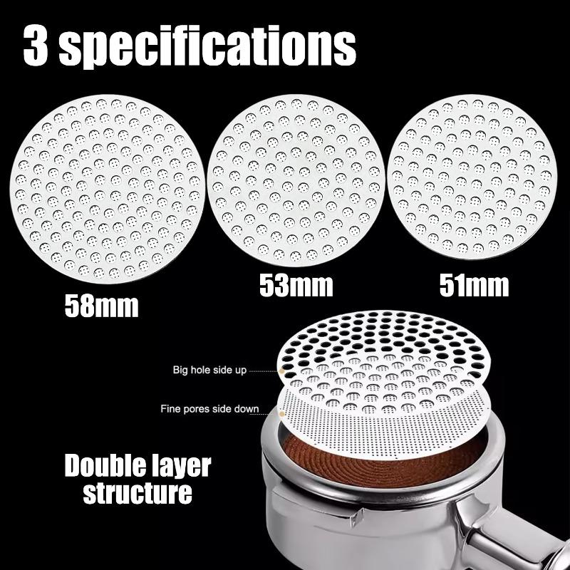 51/53/58mm Doppellagig 304 Edelstahl Kaffeefilter Feines Netz Wiederverwendbarer Kaffee-Siebträger Sieb Professionelles Espresso-Zubehör
