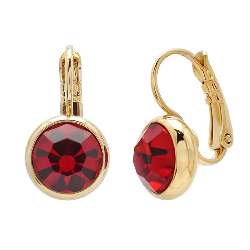 Austrian Crystal Gold 8mm Red Earrings