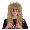 Mens Long White Curly Wig 80s Style Heavy Metal Rock Cosplay Synthetic