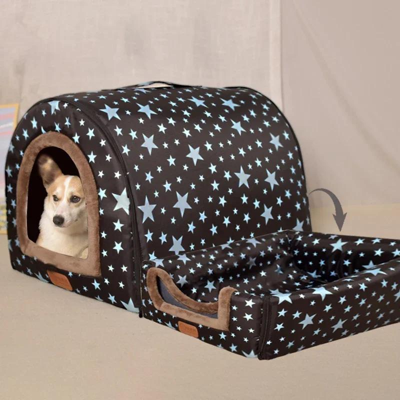 

New Warm and Comfortable Kennel Print Star Pet Dog Kennel Mat Top Foldable Cat Bed