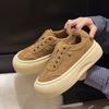 [Fanfna] Muffin Thick-soled Round Head Board Shoes Women's 2025 Autumn New Soft-soled Comfortable Lace-up Casual Sports Shoes