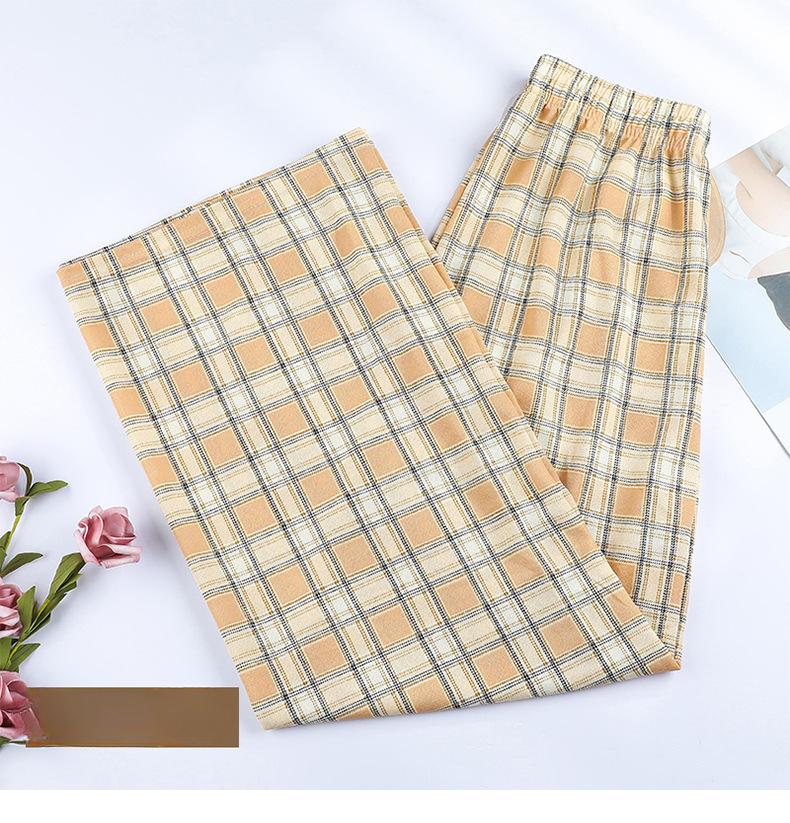 Kostkované kalhoty dámské léto tenké s vysokým pasem nařasené volné úzké rovné kalhoty široké kalhoty ležérní kalhoty