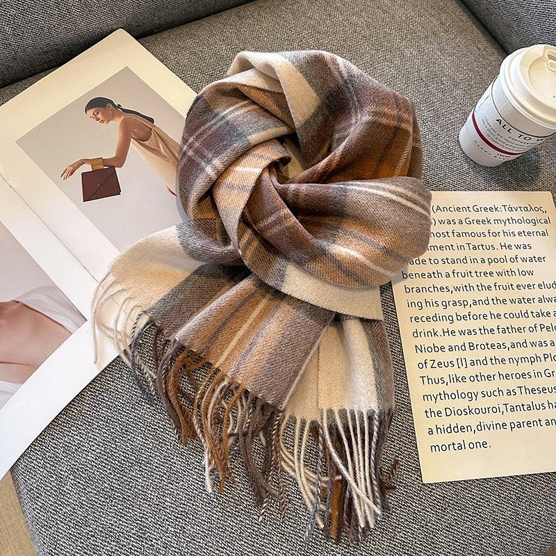New Plaid Wool Scarf Women's Winter Simple Fashion Versatile Outdoor Travel Cold Warm Neck Scarf Men