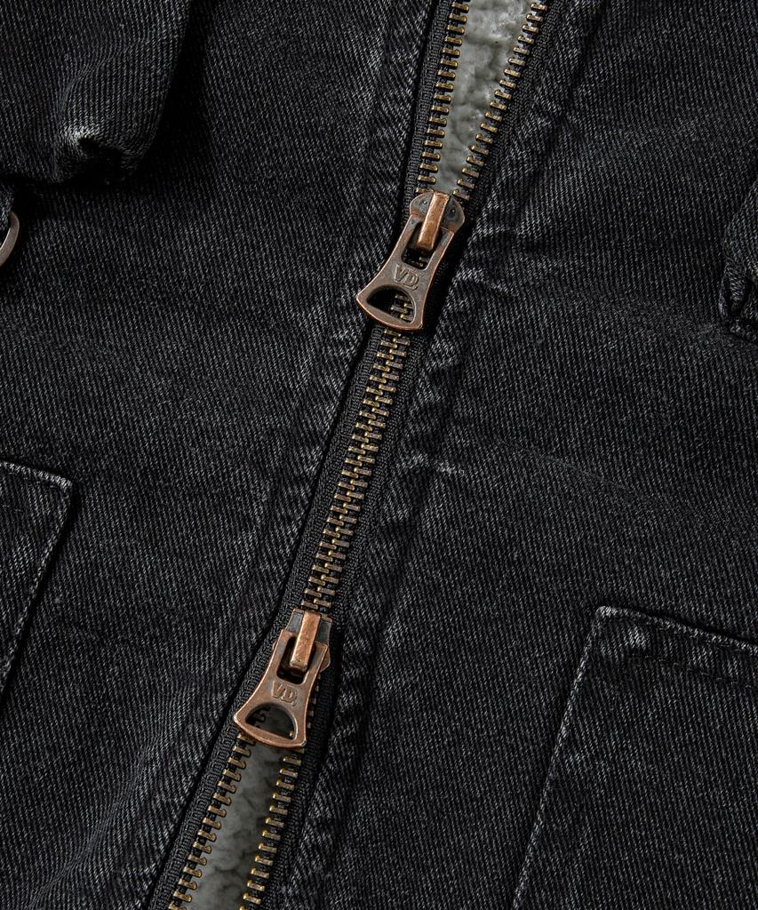 Verdnt Boa Fleece Denim Bomber Jacket [Black]