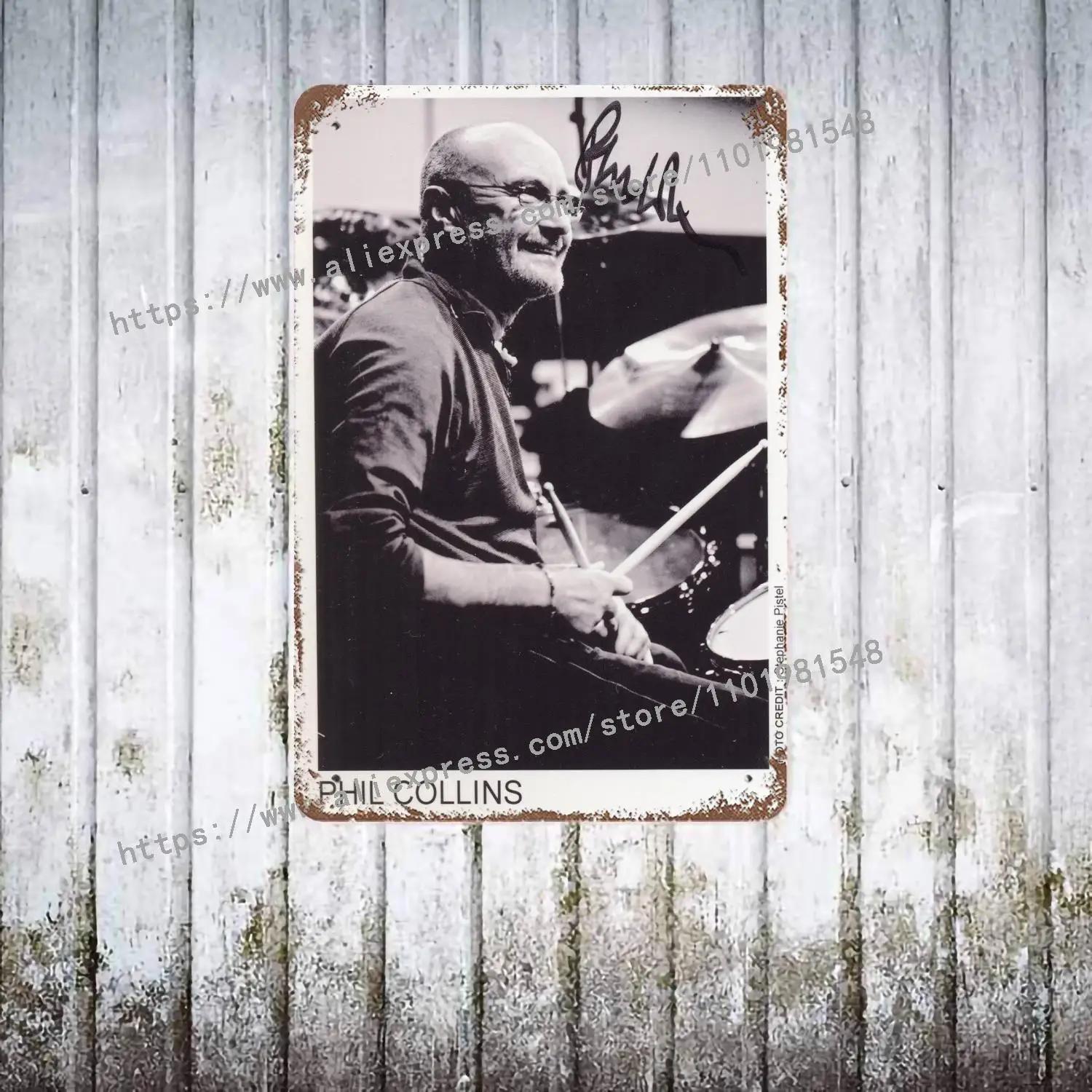 

Phil Collins Drummer metal Decor Poster Vintage Tin Sign Metal Sign Decorative Plaque for Pub Bar Man Cave Club Wall Decoration 20x30cm（7.8x11.8inch）