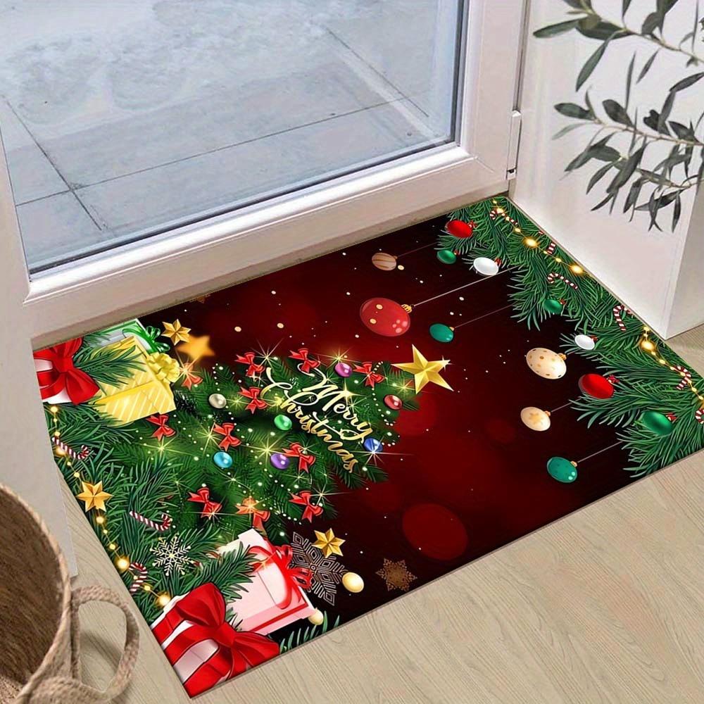 

1pc Christmas Themed Rug, Exquisite Christmas Tree and Gifts Print, Bedside Carpet, Non slip Laundry Room Mat, Machine Washable Water Absorb 60cm by 90cm