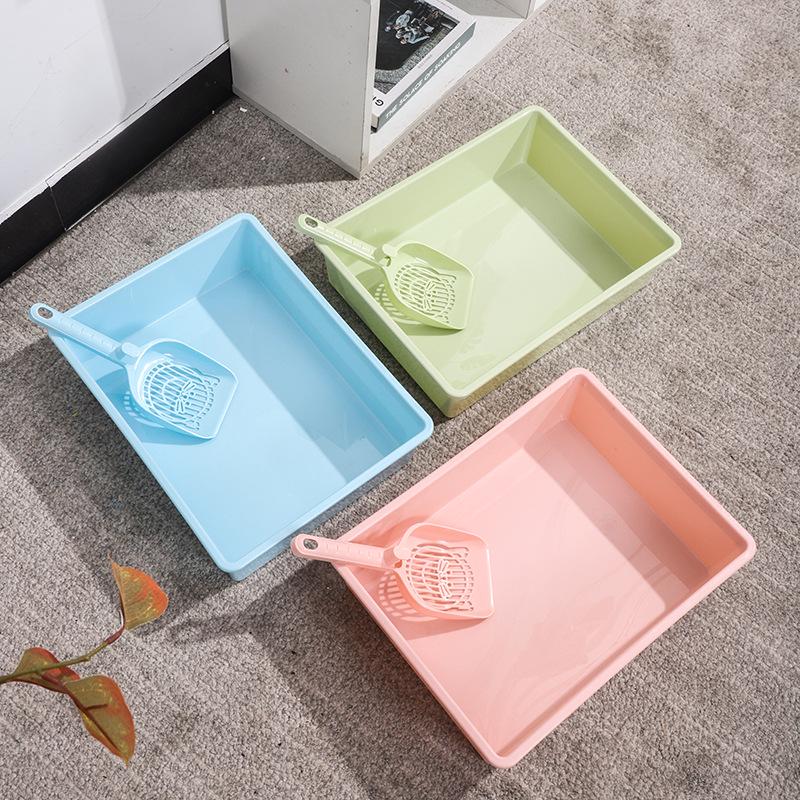 Semi-Enclosed PP Cat Litter Box: Square Design, Easy Clean, Cross-Border Support