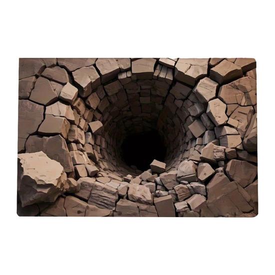 3D Visual Hole Rug Optical Illusion Floor Mat Realistic Hole Pattern Doormat Test And Play with Dog or Cat for Entrance Hallway Living Room