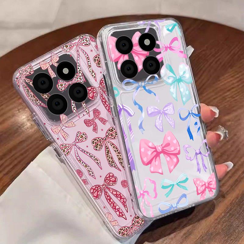 Pink Bowknots Floral Pattern Case For Xiaomi Redmi Note 15 Pro 4G Funda Redmi Note 14 13 Pro 5G Clear TPU Silicone Soft Cover