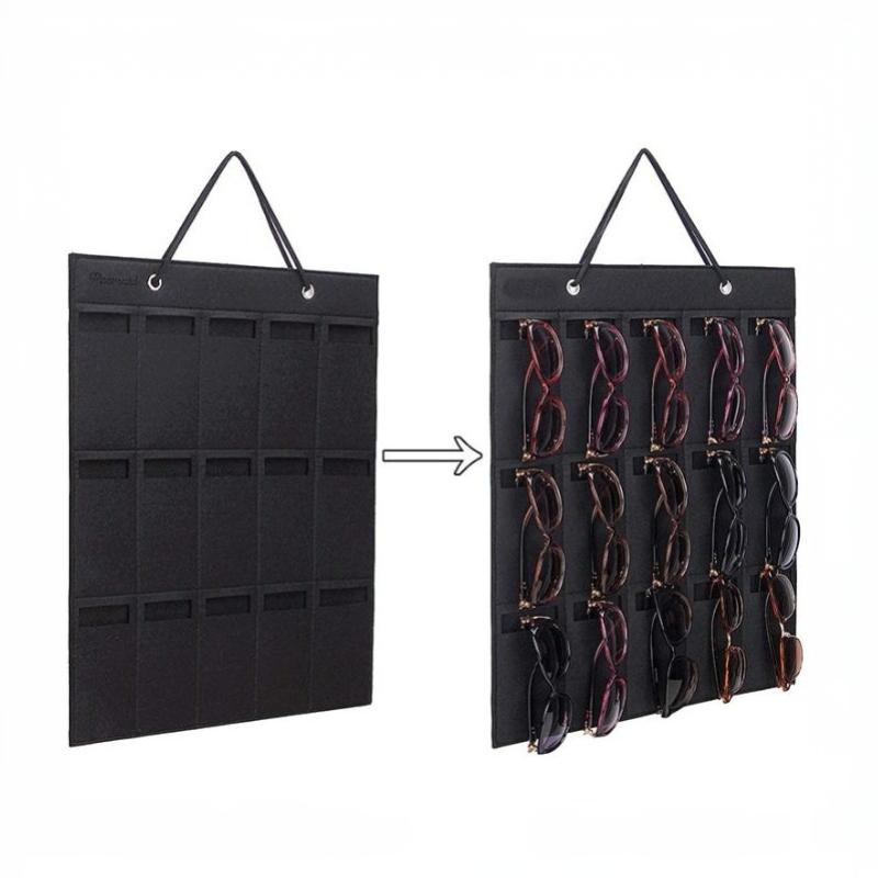 15 Fächer Brillen Organizer Aufbewahrung Wandbehang Tasche Multifunktional Faltbar Sonnenbrillen Brillen Behälter