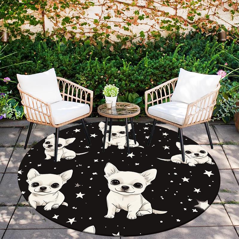 Chihuahua pattern round rug,Carpet Rug for Living Room Bedroom Sofa Playroom Decor,Non-slip Floor Mat,Holiday Gifts and Birthday Gifts.