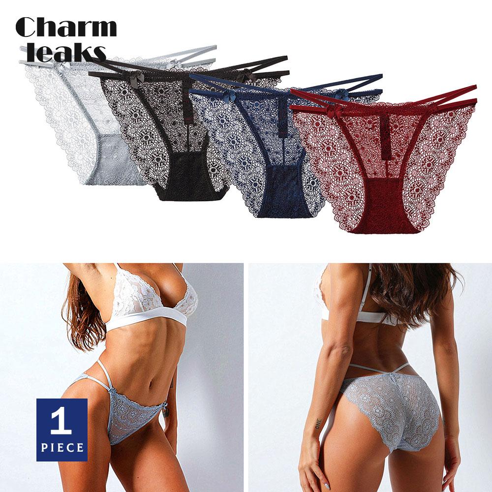 

Charmleaks Женщины Трусы Сексуальные кружевные трусики Ремешки Прозрачные низкие талии Твердые трусики M-2XL 1 PCS