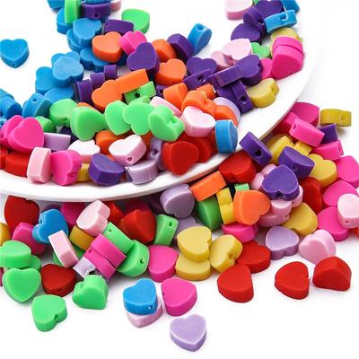 30 Stück Liebesherz-Perlen aus Polymer-Ton, Abstandsperlen für Schmuckherstellung, DIY-Armband, Halskette
