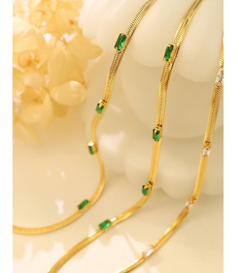 Trendy Snake Chain Zircon Titanium Necklace & Bracelet Set