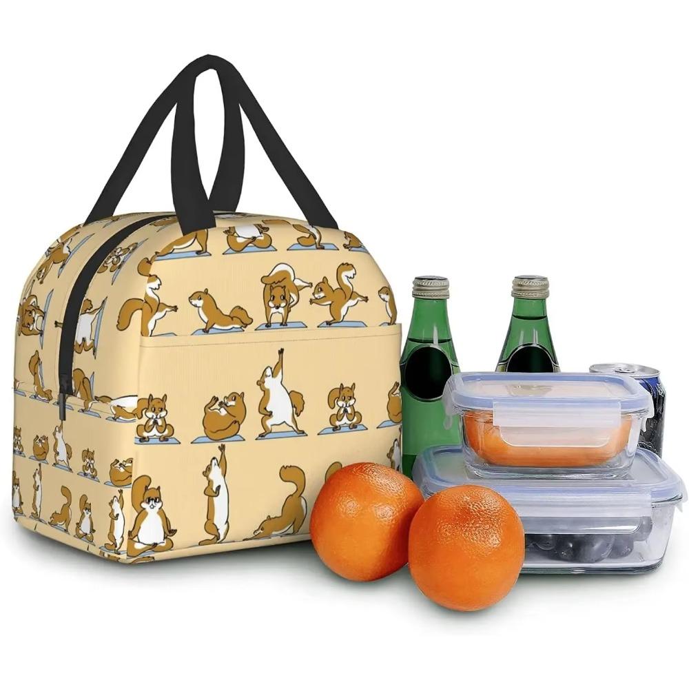 Cute Animal Yoga Lunch Bag Cooler Bag Women Men Tote Bag Insulated Lunch Box Thermal Lunch Bag for Picnic Beach Fishing Work