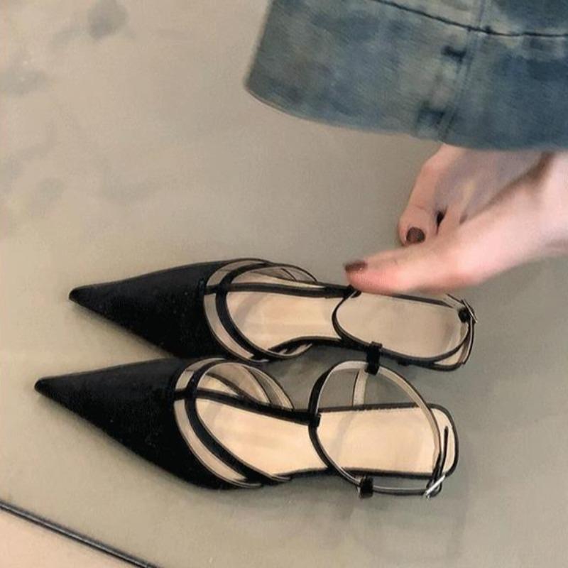 Fashion Fashion Sexy Ladies Shoes 2025 New Comfortable Sandals Pointed Toe High Heels Mules Shoes for Women Patent Leather Casual Sandal