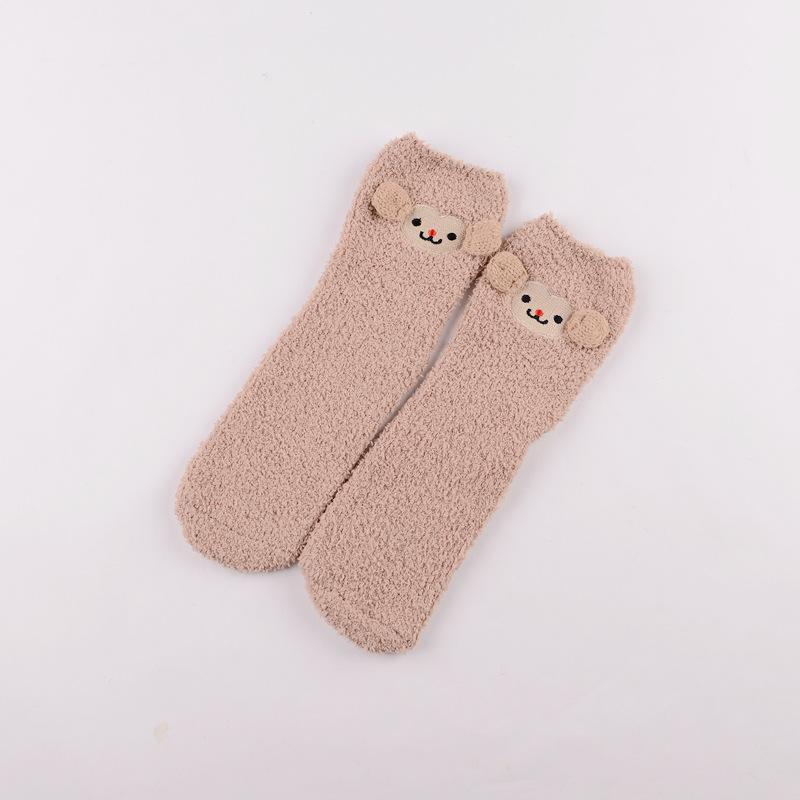 Winter Explosion Coral Fleece Women'S Socks Three-Dimensional Cartoon Terry Socks, Thickened Christmas Socks, Japanese Floor Socks