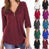 Ladies' Loose Comfortable Casual And Fashionable Pleated Zipper Loose Half Sleeved T-shirt Top