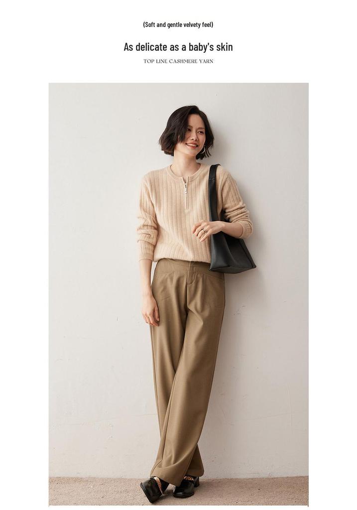 Women's Autumn/Winter 2024 Loose Cashmere Half-Zip Sweater