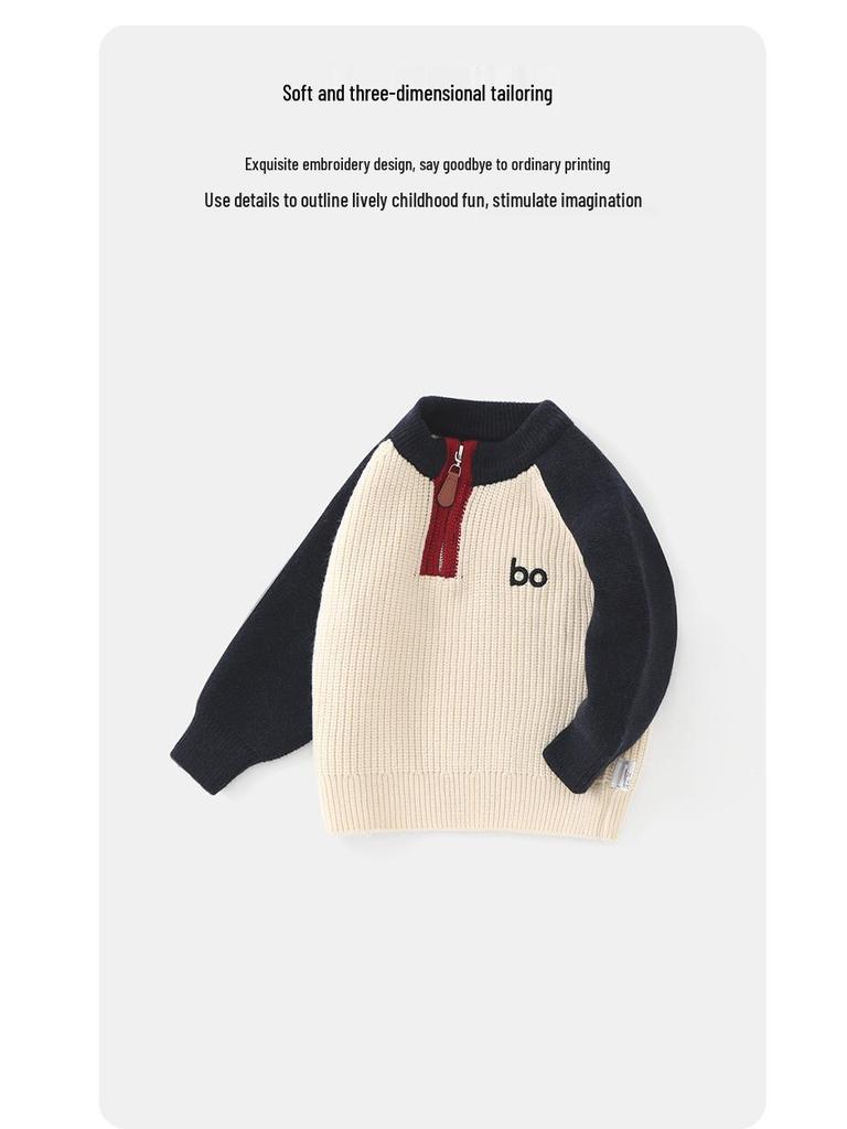 DUUDUU Kid's Korean Style Knit Sweater - 2025 Autumn/Winter Warm Top for Toddlers and Boys