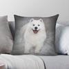 Samojede Hund Liegend Quadratische Kissenhülle Polyester Leinen Samt Bedruckt Reißverschluss Dekorative Wurfkissenhülle Heimkissenbezug