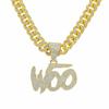 Verifizierter Lieferant OEM Mode Großer Initialen-Anhänger mit Unterschrift Cuban Link Kette Halskette, Gold/Silber Beschichtet Hip Hop Schmuck