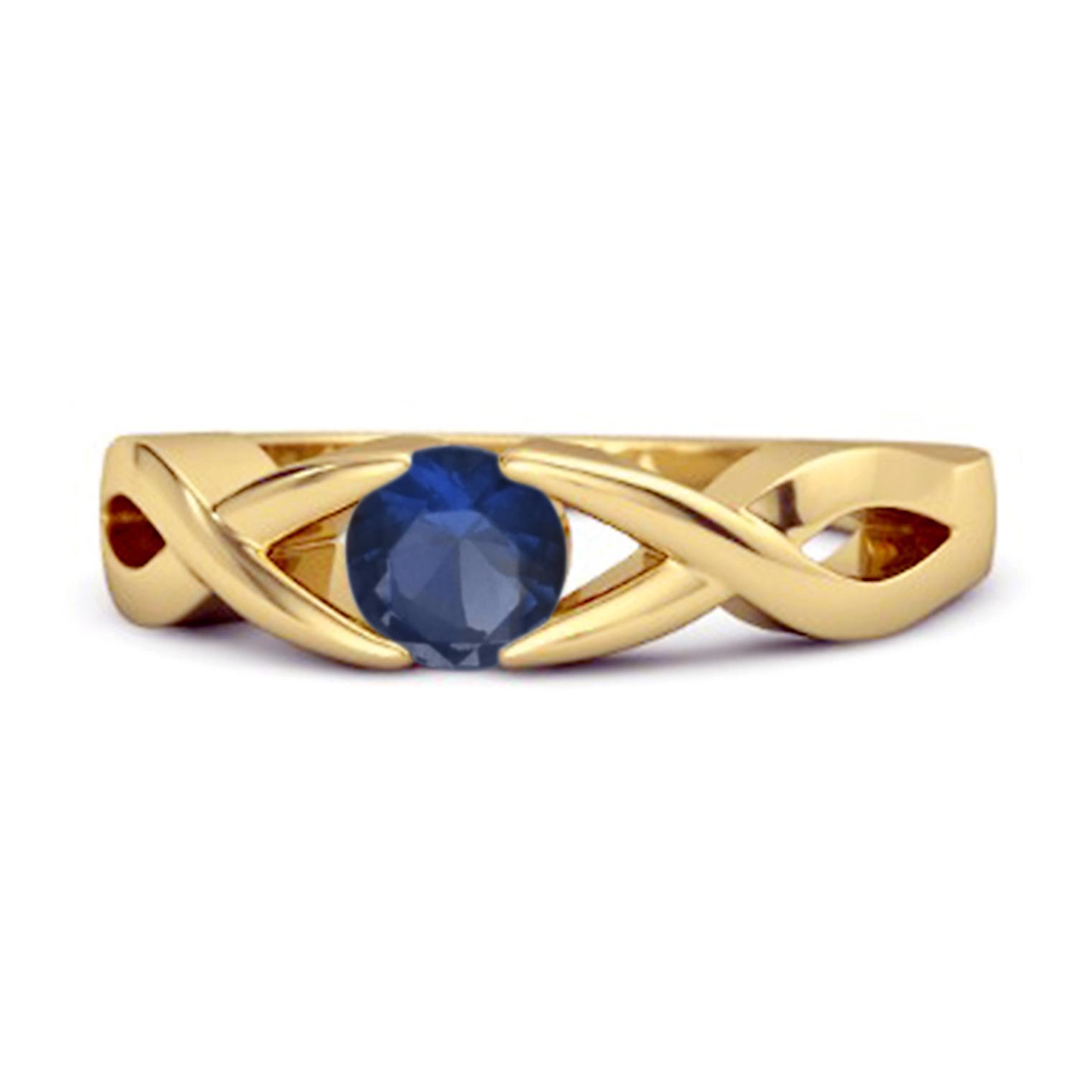 

Blue Sapphire Infinity Knot Solitaire Ring - 925 Sterling Silver Gold Vermeil 10 жовтий
