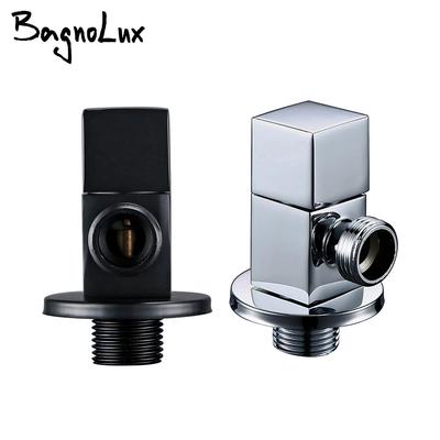 Brass Titanium G1/2 Toilet Flush Solid Brass Quarter Turn Polished Chrome Angle Valve Black Bathroom Accessories