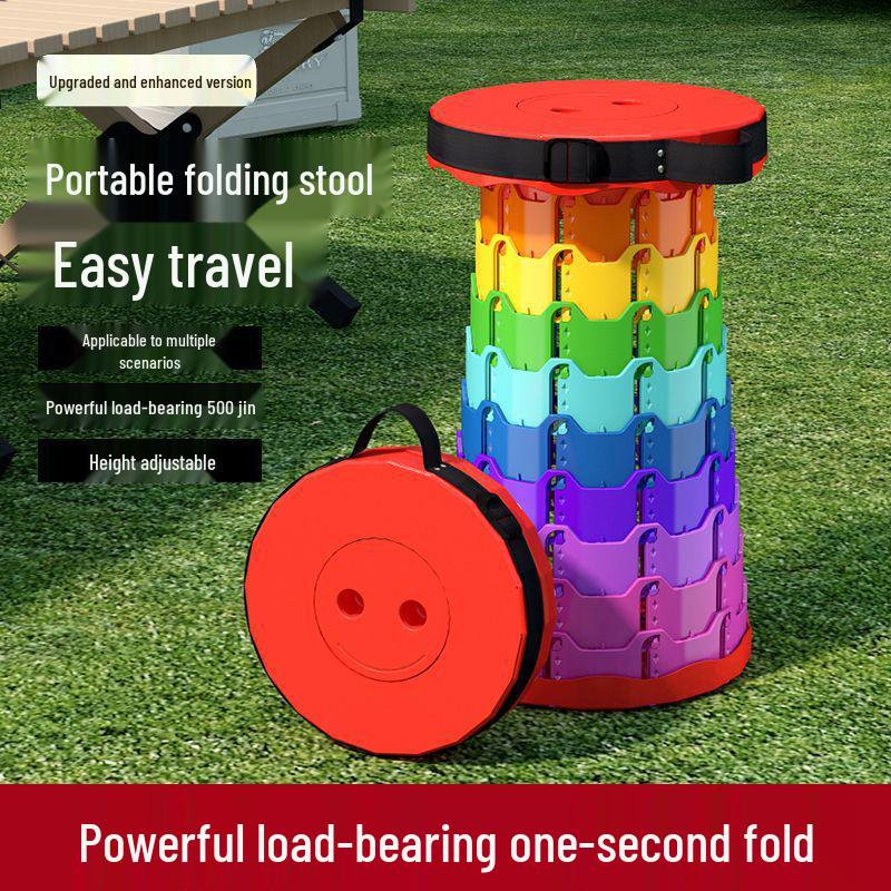 Rainbow Foldable Pocket Stool: Compact, Thickened, Telescopic, Indoors/Outdoors Use.