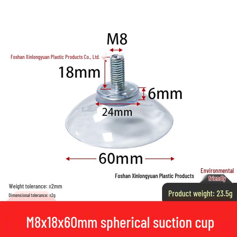 M4-M8 Transparente PVC-Saugnapf mit Gewindestange