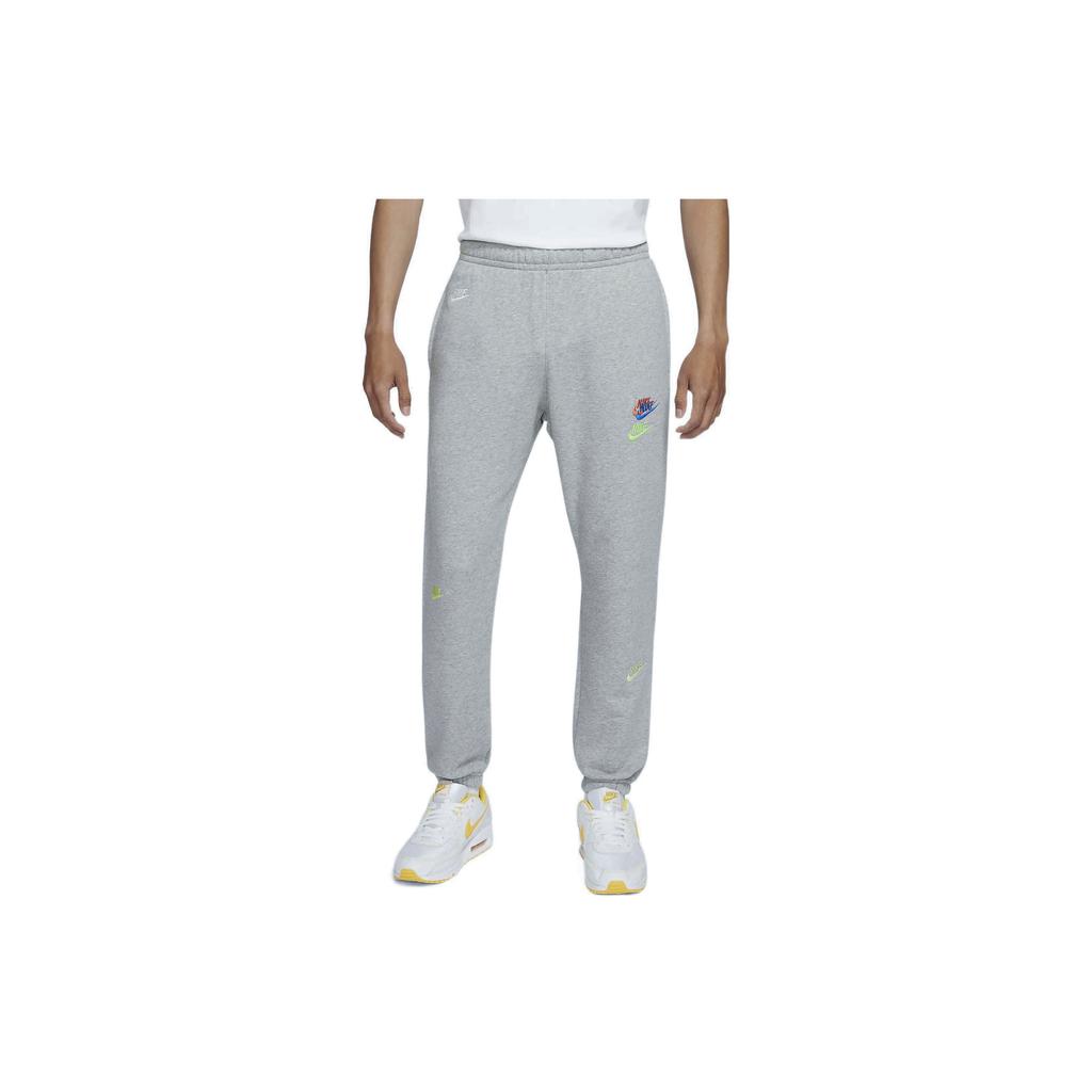 Nike Logo Embroidered Knit Joggers with Drawstring Closure Men Bottoms Grey DD4677-063