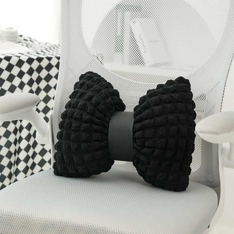 Pink bow ribbon couch pillow imitation rabbit fur comfortable car seat cushion style simple all-match back cushion