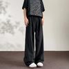 LOMBT Breathable Casual Pants for Men, Spring And Summer Loose-Fit Versatile Wide-Leg Trousers, LD83 Black M