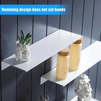 Wall Mount Bathroom Floating Shelf Punch Free Adhesive Heavy Duty Aluminum Alloy Multi-functional Storage Rack Holder Organizer Home Supplies