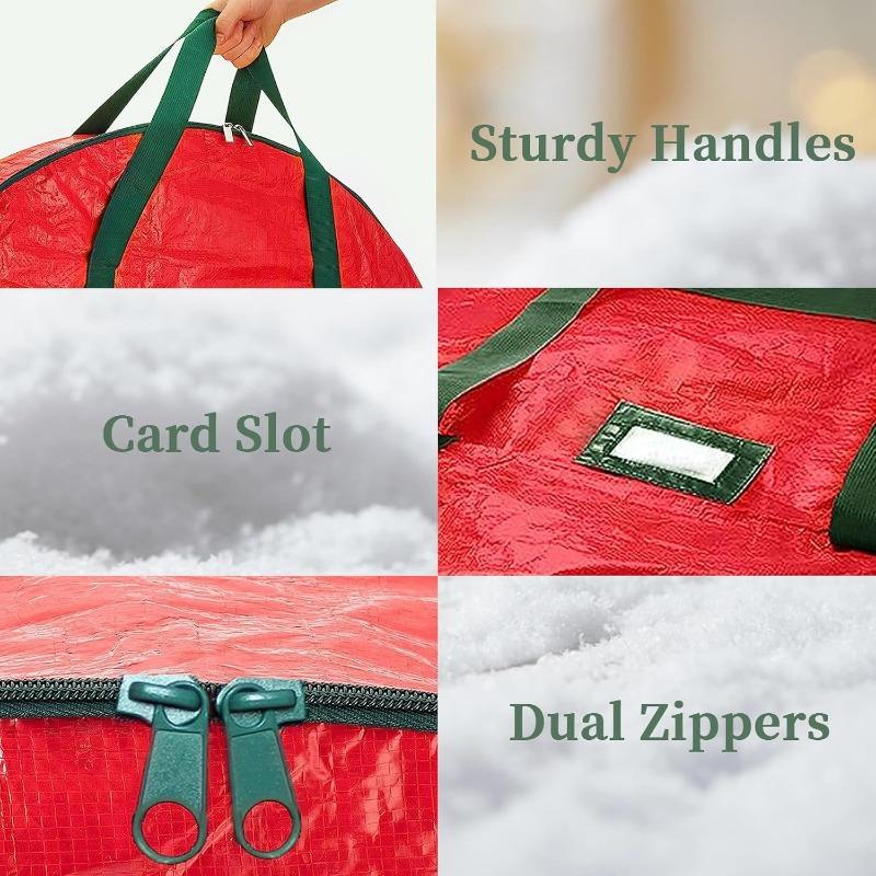 Christmas Wreath Storage Bag with Heavy Duty Handles - Durable Wreath Storage Container & Garland Holiday Artificial Wreath Holder