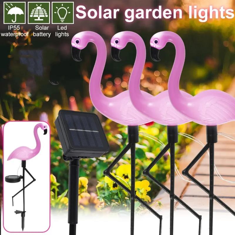 1pc Flamingo Garden Led Stake Waterproof LED Landscape Ground Lamp Outdoor Solar Lights for Outdoor Pathway Xmas Garden Decor